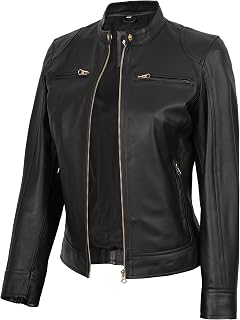 Cafe Racer Real Lambskin Womens Leather Jacket