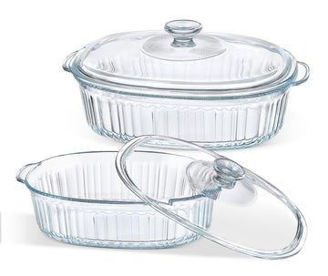 M MCIRCO Glass Casserole Set, 1.9 and 3 Quart Capacity, Clear With Lids