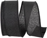Reliant Ribbon 92573W-031-09F Everyday Linen Value Wired Edge Ribbon, 1-1/2 Inch X 10 Yards, Black