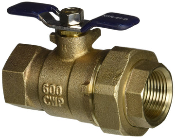 1" Ball Valve with Union and 1/8" Side Port by Febco – 1 Inch, Lead Free Copper Silicon Alloy, Model 781295LL