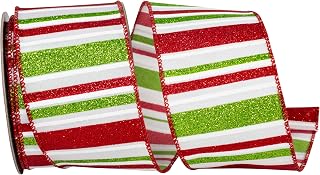 Reliant Ribbon Holiday Glitter Bars Wired Edge, Multi, 2-1/2 Inch, 10 Yards