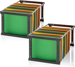 Officemate Plastic Hanging File Frames, Letter and Legal Size, Rails 24 to 27, 2 Sets (91963), Black
