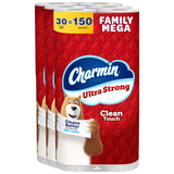 Ultra Strong Clean Touch Toilet Paper by Charmin – 30 Rolls (275 Sheets), Paper, White, Pack of 30, Model 030772049037