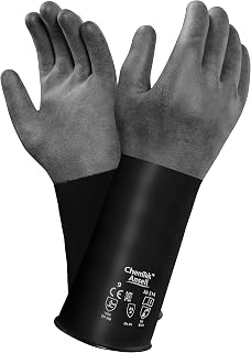 Ansell 103204 Chemtek Smooth Finish Butyl Glove with Beaded Cuff, Capacity, Volume, Butyl, 10, Black