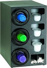 DISPENSE-RITE STL-C-3LBT Countertop Cup Dispensing Cabinet, (3) STL-2F Cup Dispensers with Built-in Lid and Straw Organizer, Fits 8–44 oz Cups and Lids, Black Polystyrene, 24-1/4"H x 13"W x 23"D