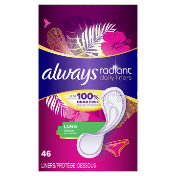 Daily Liners Long by Always – 46 Count, CleanGuard, Pack of 92, Model Radiant