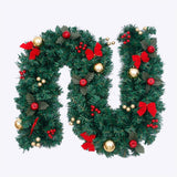 LIU- 8.9 FT Christmas Garland Artificial Green Pine Needle with Red Bow Berry Xmas Balls by Wreath – 10pack, Rattan, Green,red, Model LIUFEIJIE