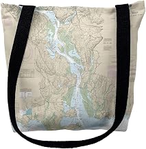 Betsy Drake TY12375M 16 x 16 in. Connecticut River Connecticut Nautical Map Tote Bag - Medium