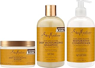 Shea Moisture SheaMoisture Deep Moisturizing Hair Care For Curly, Dry and Damaged Hair Raw Shea Butter Sulfate Free Shampoo and Conditioner, Deep Conditioning Hair Treatment with Sea Kelp and Argan Oil