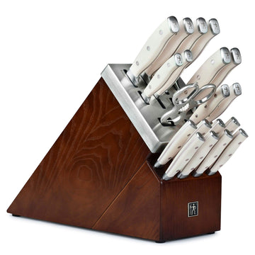 20 Piece Self Sharpening Knife Block Set - Off-White Handles by HENCKELS – Stainless Steel, Off-White Handles, Pack of 20, Model Forged Accent