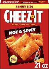 Cheez-It Baked Snack Crackers, Lunch Snacks, Family Size, Hot and Spicy, 21oz Box (1 Box)