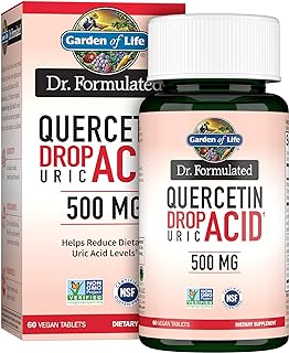 Garden of Life Dr. Formulated Quercetin Drop Uric Acid Support with Tart Cherry Extract, Vitamin C & Luteolin – Probiotic, Gluten-Free, Non-GMO, Vegan, 60 Tablets