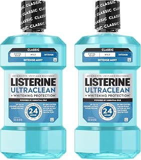 Listerine Ultraclean Antiseptic Mouthwash, Intense Mint, 33.8 fl. oz/1L x 2