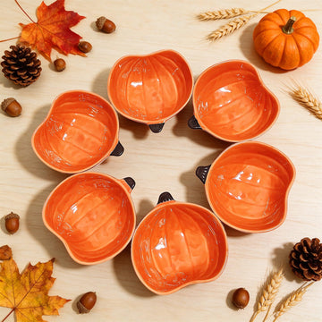 Gooyule Pumpkin Bowls, 6 oz Ceramic Ramekins, Set of 6, Orange