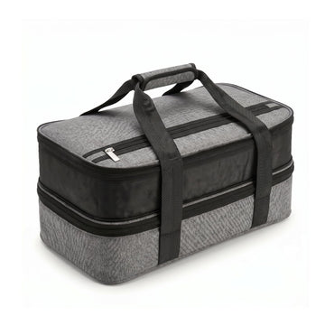 DOWAN Insulated Casserole Carrier, Double Decker for 9x13 Dishes, Grey