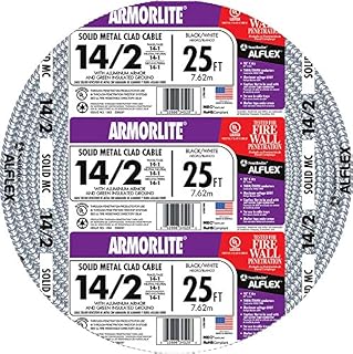 Southwire 68579221 25' 14/2 Type MC Cable, Aluminum