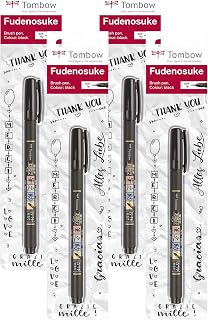 Tombow Fudenosuke Brush Pen, Soft Tip, Black (Pack of 4)