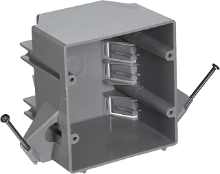 Hubbell-Raco 7835RAC 2-29/32-Inch 2 Gang Non-Metallic Cable Electrical Box with (8) NMSC Clamps and (2) Captive Nails, 4-Inch x 3-1/2-Inch