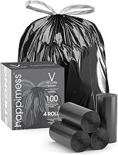 happimess 100-Count Unscented 30 Gal Drawstring Trash Can Liner, Black