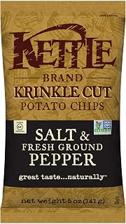 Kettle Brand Kettle Krinkle Cut Potato Chips, Salt & Fresh Ground Pepper, 5-Ounce Bags (Pack of 15)