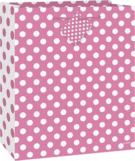 Unique Party Unique Industries, Medium Gift Bag, 9 x 7 inches - Hot Pink Polka Dot