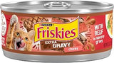 Friskies Purina Extra Gravy Wet Cat Food, Chunky Beef, (24) 5.5 oz Cans