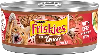 Friskies Purina Extra Gravy Wet Cat Food, Chunky Beef, (24) 5.5 oz Cans