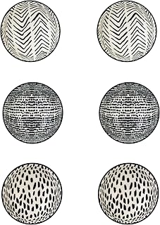 10 Strawberry Street Embossed Pad Print 6.5" Cereal Bowls, Set of 6, Black/White