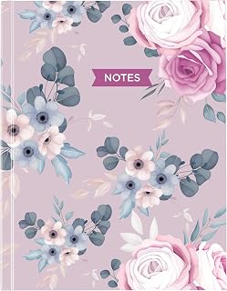 Blueline® A9 Fashion Hard Cover Notebook, Index System, Perfect Binding, 192 Pages, 9.25" x 7.25", Lavender Floral (A9.02)