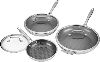 Cuisinart PURELYSEAR 6-Piece Stainless Steel Frying Pan Set with Glass Lids