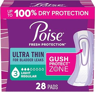 Poise Ultra Thin Incontinence Pads for Women, 3 Drop, 28 ct