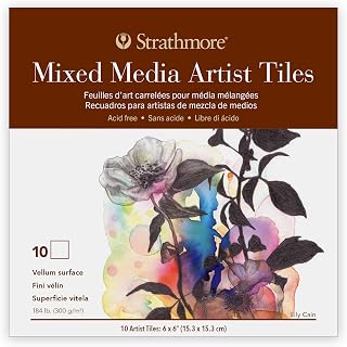Strathmore 400 Series Artist Tiles Mixed Media Paper Pad, Heavyweight (184lb/300g), Glue Binding, 10 Sheet, 6x6 inch, 1 Count