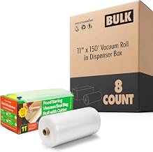 11 x 150 Inch Vacuum Seal Bags Rolls in Box with Cutter for Freezing Sous Vide and Boiling Vacuum Storage Bags 8 Pack