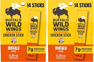 Slim Jim Chicken Sticks, Buffalo Wild Wings Buffalo Style, 7g Protein per Serving, Snack Size, Easter Basket Stuffer for Men, 0.28 oz. (14 Count) (Pack of 2)