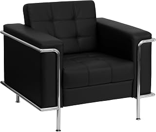 Flash Furniture HERCULES Lesley Series Contemporary Black LeatherSoft Chair with Encasing Frame | Contemporary, Durable Construction, Commercial Use