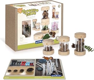 Guidecraft Treasure Tubes Clear: Observation Stacking Acrylic Tubes with Transparent Window, Kids' Sensory Exploration Toy