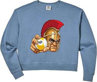 Women's Spartan Trojan Roman 9 Ball Pool Warrior Gladiator Cartoon Comfort Colors Crop Sweatshirt