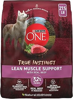 Purina ONE True Instinct Lean Muscle Dry Dog Food, Beef, 27.5 lb Bag
