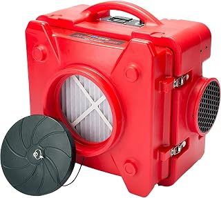 B-Air BlueDri Air Shield 550 HEPA Air Scrubber, Water Damage Restoration Equipment Air Purifier, Covers 1400 Sq. Ft, Daisy Chain Capable, For Commercial Use, Red, BD-AS-550