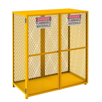 Vertical Gas Cylinder Cabinet by Durham – Alloy Steel, Yellow, Model EGCVC18-SC-50