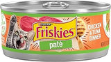 Purina Friskies Wet Cat Food Pate, Chicken & Tuna Dinner, (24) 5.5 oz Cans