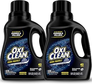 OxiClean Dark Protect Liquid Stain Remover and Laundry Booster, 2 Pack, Bleach Free Laundry Stain Remover for Dark Clothes, Anti Fading Color Preserver, 40 Loads, 50 oz Each