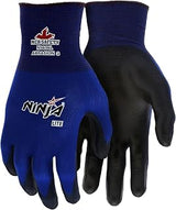 MCR Safety N9696XS Ninja Lite Polyurethane Palm Athletic Grade Nylon Shell Gloves, Black/Blue, X-Small, 1-Pair