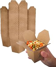 Takeout Food Containers 8 Oz Microwaveable Kraft Brown Paper Mini Chinese Take Out Box (50 Pack) Leak and Grease Resistant Stackable To Go Boxes - Recyclable Food Containers - Party Favor Boxes