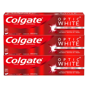 Optic White Whitening Toothpaste by Colgate – 3 Count (Pack of 1), White, Model 10035000465198