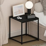 Furinno CAMNUS Night Stand, Metal Frame Nightstand, Toolless Side Table, End Table, Bedside Table, for Living Room, Bedroom, Americano