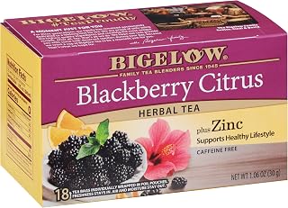 Bigelow Tea Blackberry Citrus plus Zinc Herbal Tea, Caffeine Free, 18 Total Tea Bags (Pack of 1)