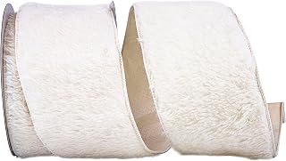 Reliant Ribbon 94032W-030-10F Fluffy Velvet Exotic Wired Edge Ribbon, 4 Inch X 10 Yards, White