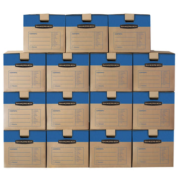 15-Pack Medium Prime HD Moving Boxes with Reinforced Handles by Bankers Box – 15 Pack, Cardboard, 15-Pack, Model 0062805