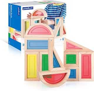 Guidecraft Rainbow Blocks Set - 10 Pcs. Kids Learning & Educational Toys, Stacking Blocks